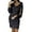 Black, variant on Elegant Long Sequin Mini Dress with Sleeved Stitching for Women's Club Party Wear Silver L