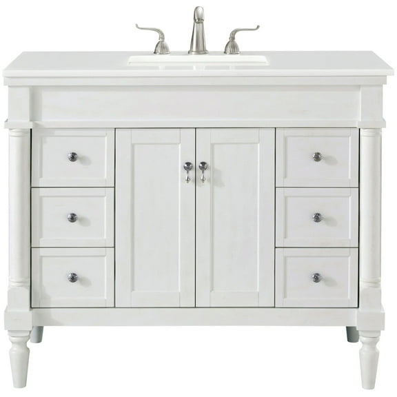 Elegant Kitchen and Bath 42 inch Single Bathroom vanity in Antique White
