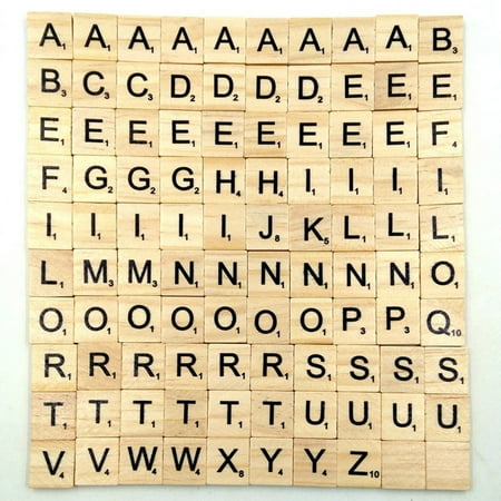 MIRROR 100Pcs Wooden Tiles Capital Letters A-Z Alphabet Board Funny Educational Toy