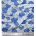 thumbnail image 1 of Soimoi Blue Cotton Cambric Fabric Chrysanthemum Floral Printed Fabric 1 Yard 56 Inch Wide, 1 of 1