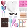 thumbnail image 3 of QualitChoice 114pcs/set Chocolate Baking Mold Set DIY Silicone Ice Cream Maker Set Kitchen Dessert Mould Kit, 3 of 6