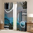 thumbnail image 2 of Geometric Blackout Curtains,Lake Blue Black Grey Curtains Teens Adult,Watercolor Circular Window Curtains & Drapes,Modern Abstract Square Stripes Darkening Curtains for Living Room 38"X54", 2 of 5