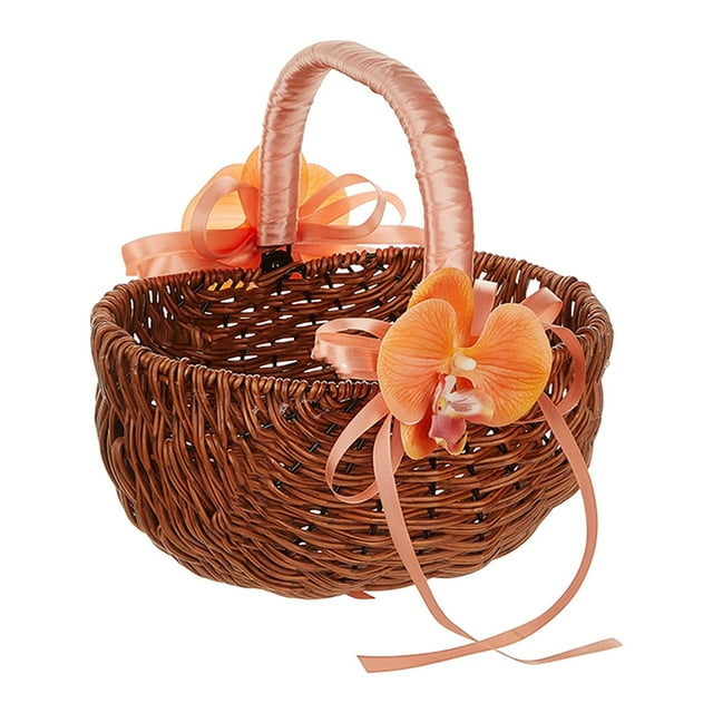 Cesta de niña de las flores, cesta de picnic, decoración romántica, elegante contenedor para dulces con flor de naranja