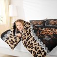 thumbnail image 3 of Erosebridal Leopard Print Bow Heart Bedding Comforter Set for Girls, Gold Ribbon Queen Bedding Sets, Black Reversible, 7pcs, 3 of 6