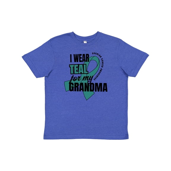 Inktastic I Wear Teal For My Grandma Ovarian Cancer Awareness Youth T-Shirt
