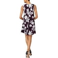 thumbnail image 2 of Alfani Womens Floral Pleated A-line Dress, Purple, 8, 2 of 2