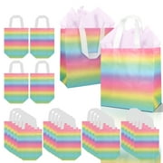 40pcs elegant rainbow-striped wedding gift bags, romantic couple party tote bags, suitable for Valentine's Day, birthdays, and various celebration occasions. Made of soft non-woven fabric