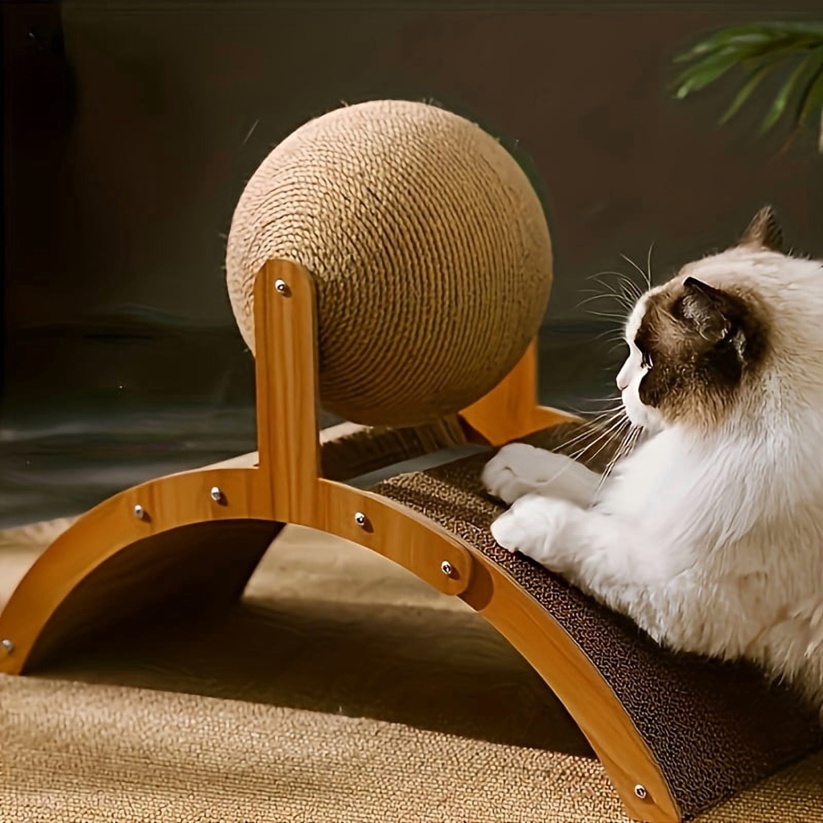 Fanruina 2 in 1 Cat Scratcher with Hanging Ball Toy Extra Tall Sisal Scratching Post Heavy Duty Scratching Pad for Large Cats Claw Sharpening