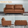 thumbnail image 4 of HomeStock Modern Motifs Stylish Modern Comfortable Couch for Living Room & Office Seating-Color:Brown,Size:Leather Sofa, 4 of 5