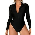 thumbnail image 3 of Aofany Women's Rash Guard Long Sleeve Women Swimwear Deep V-Neck Slimming Surfing Zipper One Piece Swimsuit Monokini One piece Bathing Suits, 3 of 6