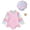 F120-Light Pink, variant on FYDUU Baby Girl Swimsuit One Piece Swimsuits for Girls Rash Guard Bathing Suit Toddler Striped Heart Print Long Sleeve Swimwear with Hat 12-18 Months