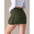 thumbnail image 4 of DARING DIVA Women's Denim Skirt Cargo Pockets Button Mini Jeans Skirts M Army Green, 4 of 7