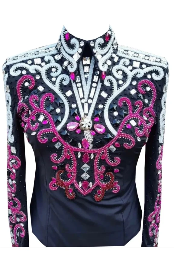 Women Western Pink Base Showmanship Jacket For Horse Lover Horsemanship Jacket