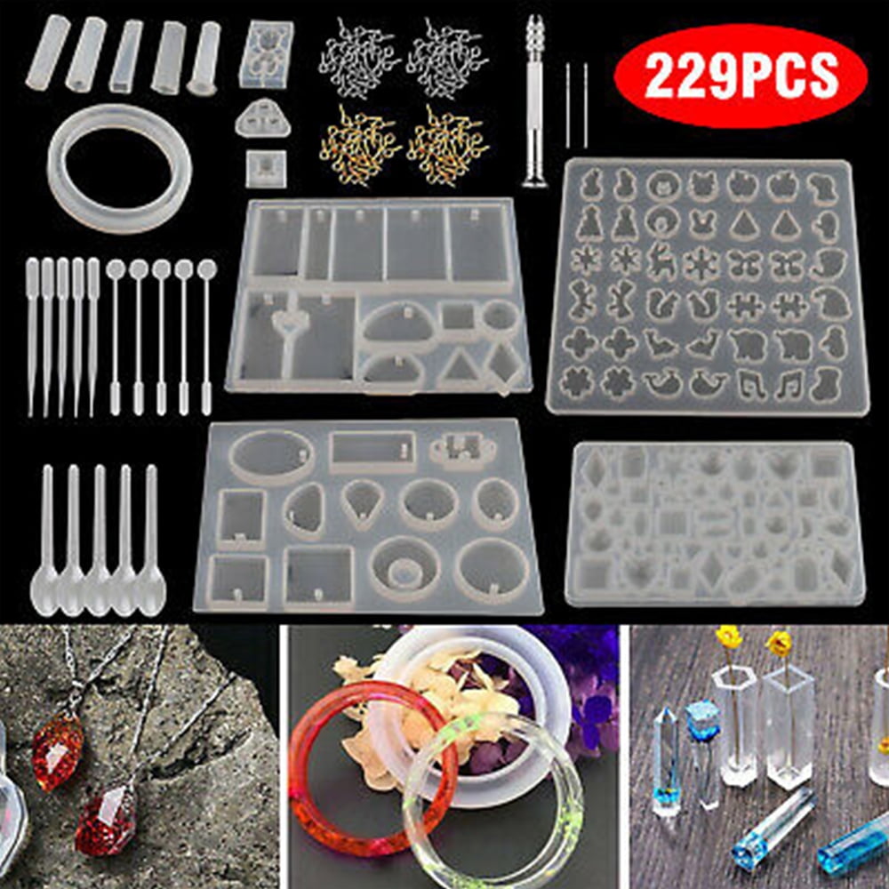 229PCS Jewelry Casting Silicone Resin Mold,DIY Crystal Pendant DIY