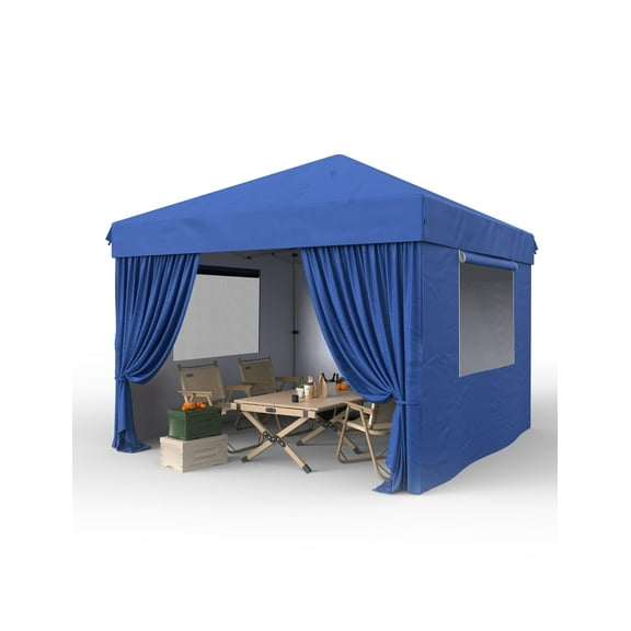 10'x10' Outdoor Gazebo Pop-Up Canopy Tent with 4 Sidewalls – Waterproof, UPF 50 Protection, Quick Setup & Carry Bag – Ideal for Events, Blue