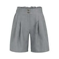 thumbnail image 5 of vigerkar Women's Summer Casual Linen Bermuda Shorts Baggy Comfy Lightweight Buttons Straight Leg Shorts with Pockets Grey, M, 5 of 6