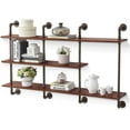thumbnail image 4 of Ivinta 3-Tier Industrial Wall Mounted Solid Wood Shelf, 63 x 9.84 Inches, Metal+Pine Wood, 4 of 9