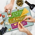 thumbnail image 4 of Live Laugh Love Cutting Board, Lifestyle Message in Vibrant Tones Joyful Life Philosophy Wise Words Design, Decorative Tempered Glass Cutting and Serving Board, Large Size, Multicolor, by Ambesonne, 4 of 5