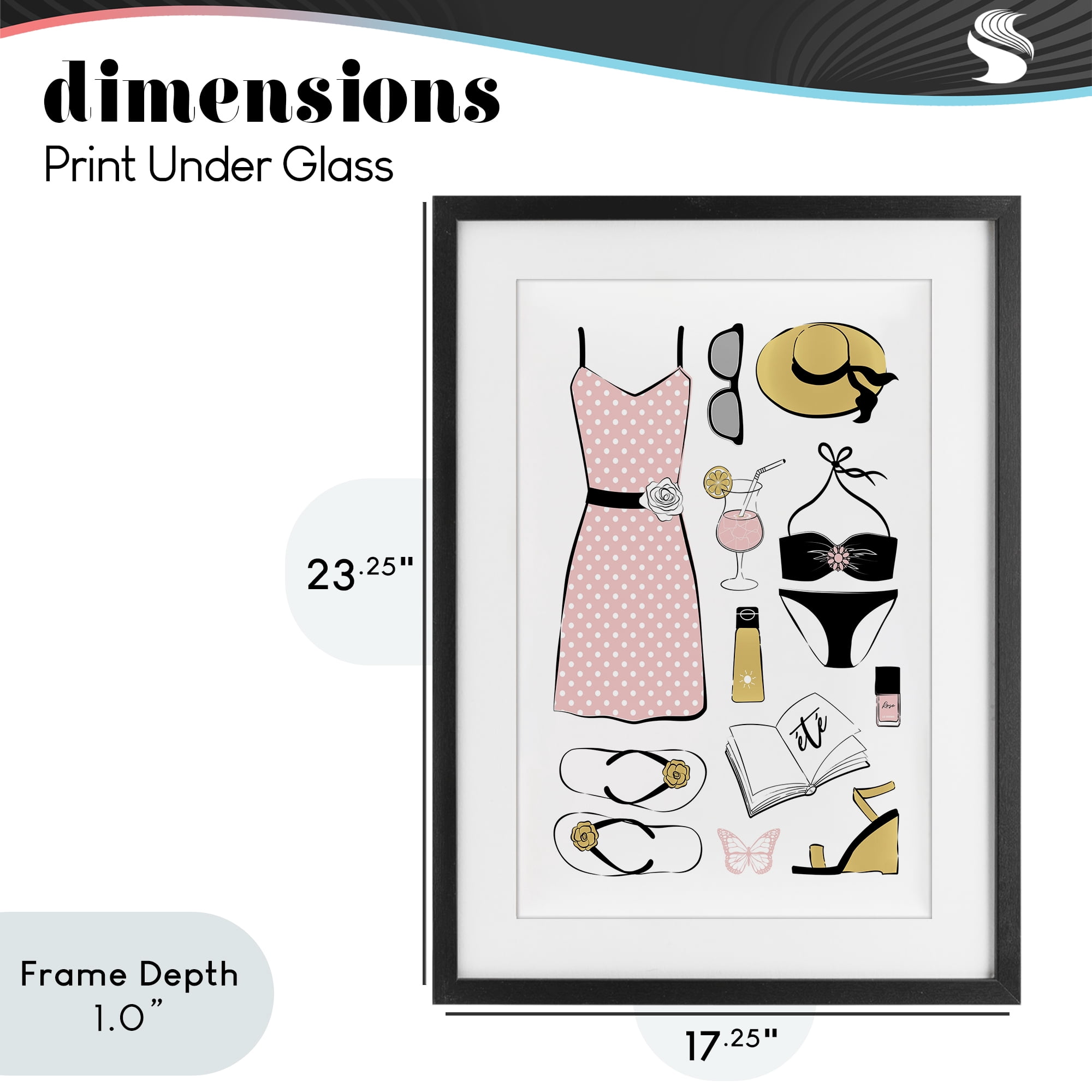 Stupell Industries Summer Vibes Necessities Black Framed Print Under Glass, design by Martina Pavlova