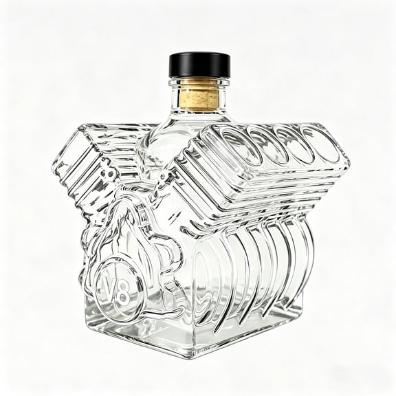Engine Style Whiskey Decanter Bottle, Crystal Glass Liquor Decanter V8 Design, Decorative Spirits Bottle for Home Bar Display, Unique Gift for Men