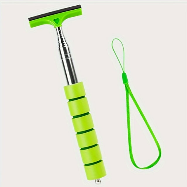 Car Side Mirror Squeegee, Rearview Mirror Wiper with Telescopic Long Handle, Retractable Small Auto Window Squeegee Cleaner, Portable Glass Cleaning Tool Universal Car Accessories,Snow Brush-Green