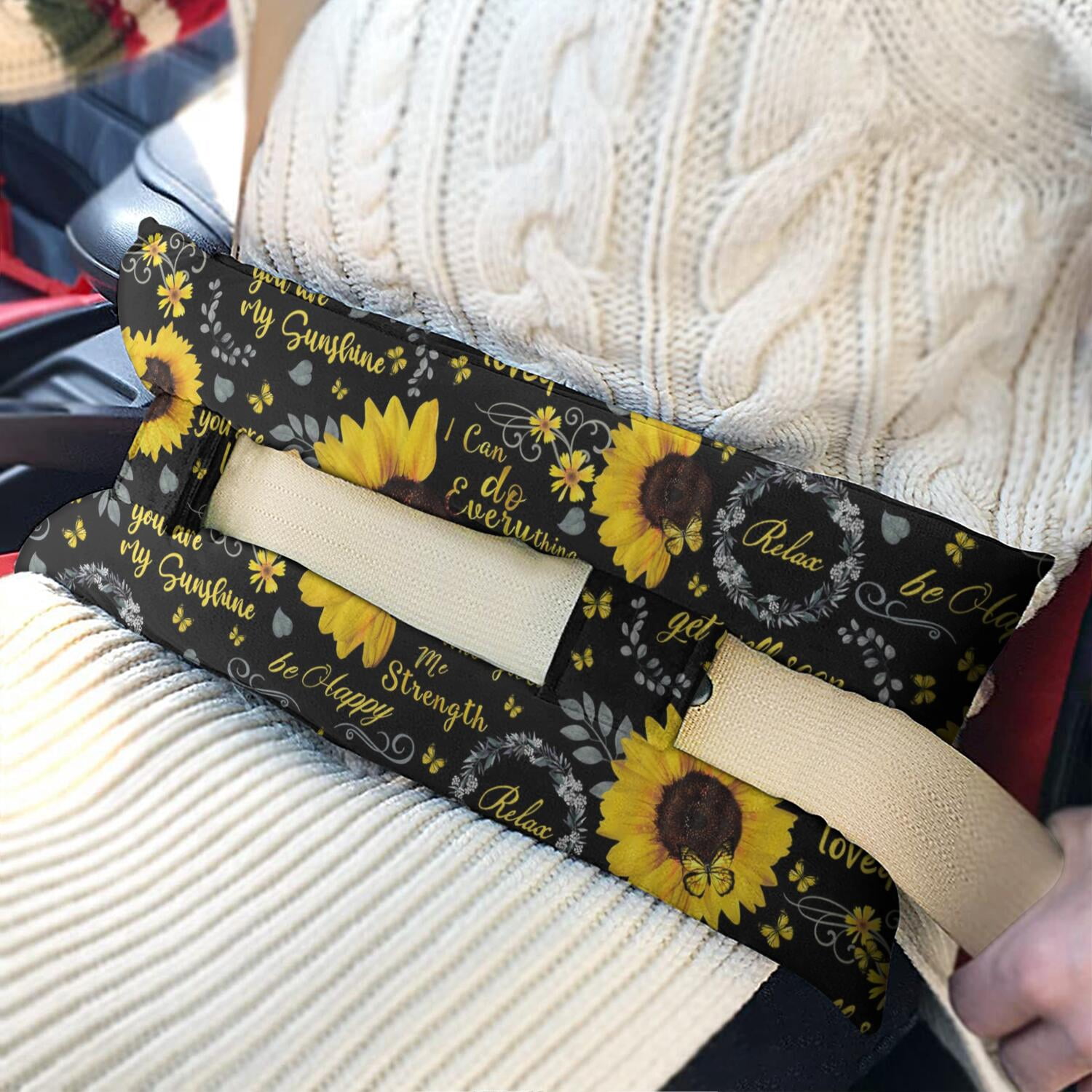 Rustic Bloom Sunflower Seatbelt Pillow - Plush Mastectomy Car Cushion - Country Floral Design for Post Surgery Comfort - Pressure Relief for Women