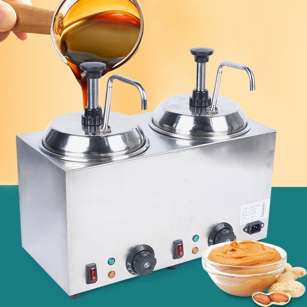 DENEST Warmer Pump Electric Hot Fudge Caramel Cheese Sauce Heater Tank  Stainless Steel