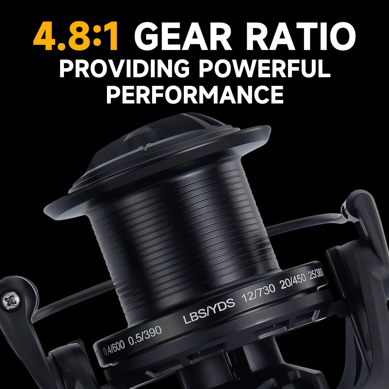 HAUT TON Black NGK14000 Spinning Reel 6+1BB Metal Surf Fishing Reels,4.8:1 Gear Ratio 55lbs Drag Heavy Long Casting Inshore Saltwater Monster Fish