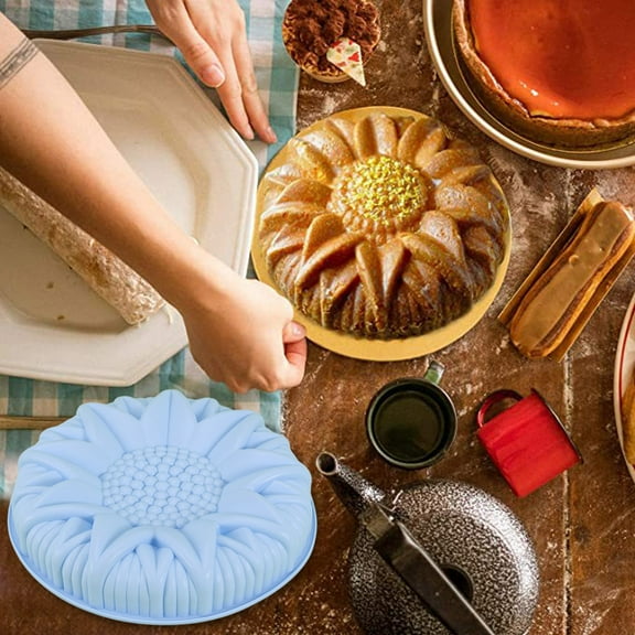 Silicone Sunflower Cake Baking Mold, Diy Sugar Craft Ice Grid Tools - Floral Design Non-Stick Mold For Cupcakes, Chocolate Candies And Ice Cubes