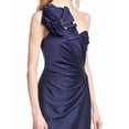 thumbnail image 3 of Badgley Mischka womens  Side Drape Flower Shoulder Gown, 2, Navy, 3 of 4