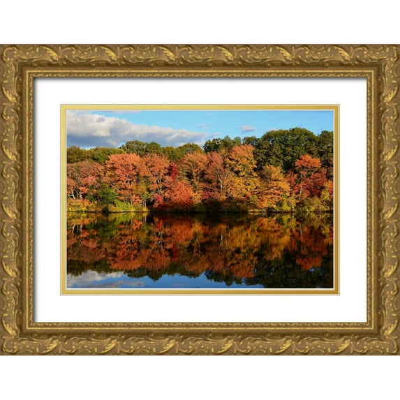 Melanson, Suzanne 14x11 Gold Ornate Wood Framed with Double Matting Museum Art Print Titled - Autumn Reflection