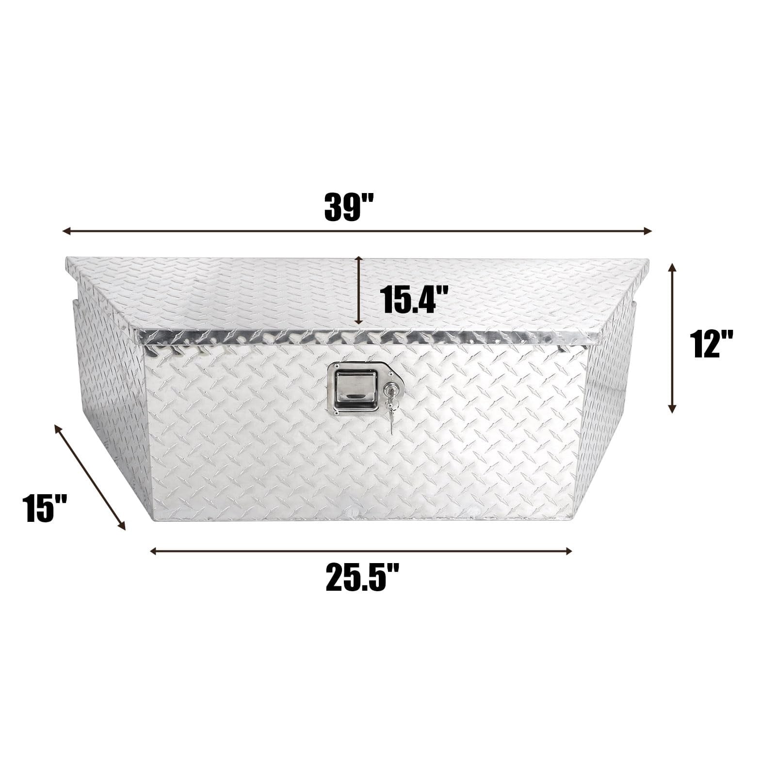 Confote Heavy Duty Aluminum Diamond Plate Trailer Tongue Box with Lock and Keys  for Secure Tool Storage on Your Trailer, Silver,39 x 16.5 x 12 Inches