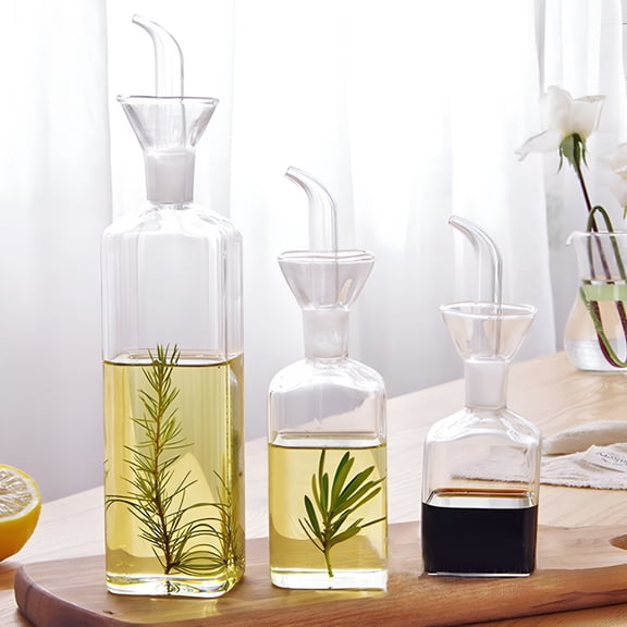 ACDANC No Funnel Needed Olive Oil&Vinegar Dispenser Glass Cruet Decanter for Kitchen,Lab Glassware Seal Handicraft Keeps Oil Fresh Longer