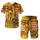 thumbnail image 2 of Conjunto de chándal para hombre, estilo bohemio, hippie, estilo hippie, años 60 y 70, estilo bohemio, informal, camisa y pantalones cortos, disfraz de cosplay étnico, 2 of 5