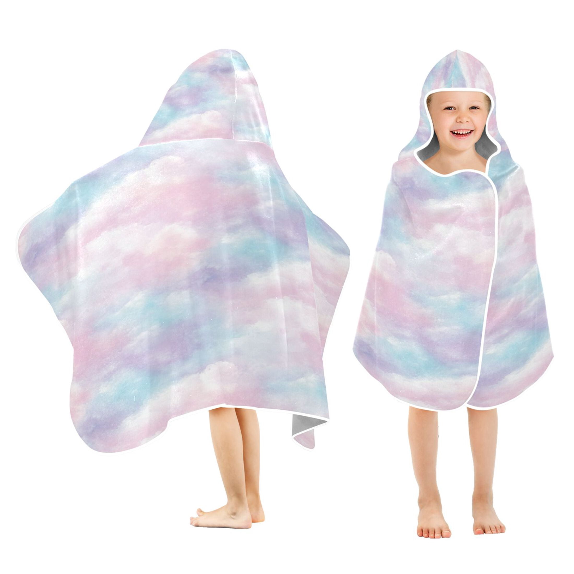 Pastel Clouds 50x23.5" Baby Hooded Bath Towel Poncho, Quick-Dry and Triangle Pocket, Kids' Essential