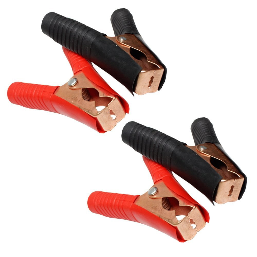2 Red 2 Black 50A Copper Coated Car Battery Test Clips Alligator Clamps WT7n 