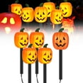 thumbnail image 2 of HCTSHG Set of 5 Halloween Pathway Markers Lights, Battery Operated Plastic Jack-O-Lantern Shaped Pumpkin Lawn Garden Stakes Clear Lights for Party Outdoor Halloween Decor, 2 of 8
