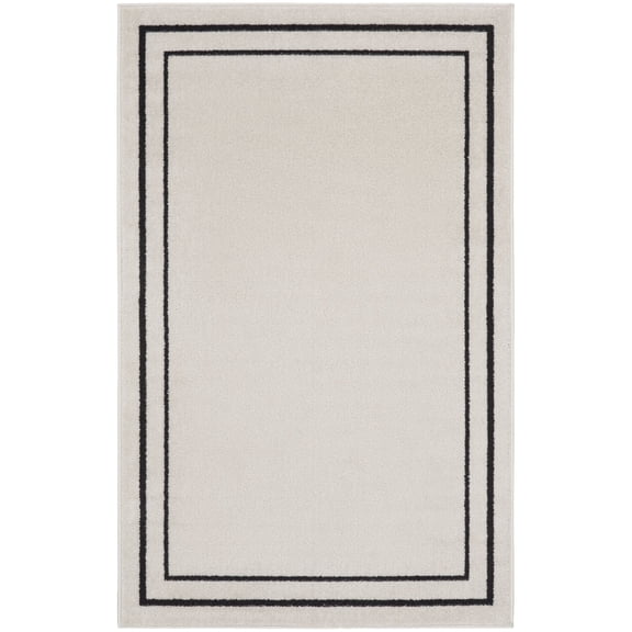 Nourison Essentials 2' x 4' Ivory/Black Contemporary Bordered Indoor/Outdoor Area Rug