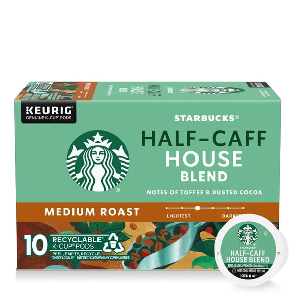 Starbucks Half-Caff House Blend Medium Roast K-Cup Coffee Pods 10 ct - Pack of 1