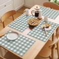 thumbnail image 5 of Green Farmhouse Placemats Set of 6 Buffalo Plaid Check Lattice White Grid Place Mats Indoor Wipeable Table Mats Washable Cloth Dining Table Placemats for Kitchen Holiday Party Home Decor 13x19 Inch, 5 of 9