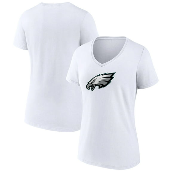 Women's White Philadelphia Eagles Primary Team Logo V-Neck T-Shirt