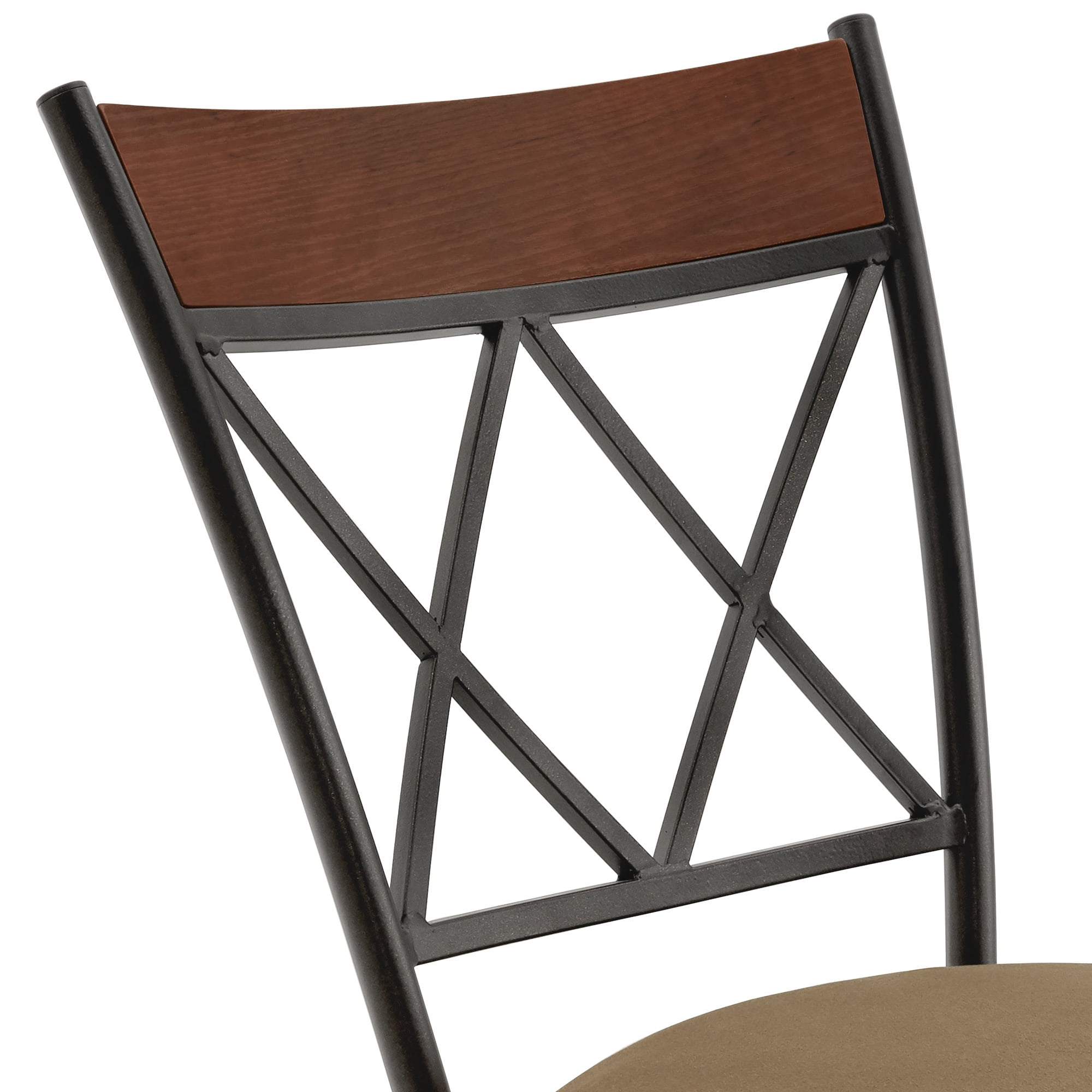 Weston Home Shapel Double X-Back with Brown Wood Trim Adjustable Swivel Bar Stools, Sheen Black (Set of 3)