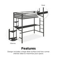 thumbnail image 5 of Novogratz Maxwell Metal Twin Loft Bed with Desk & Shelves, Gray/ Black, 5 of 19