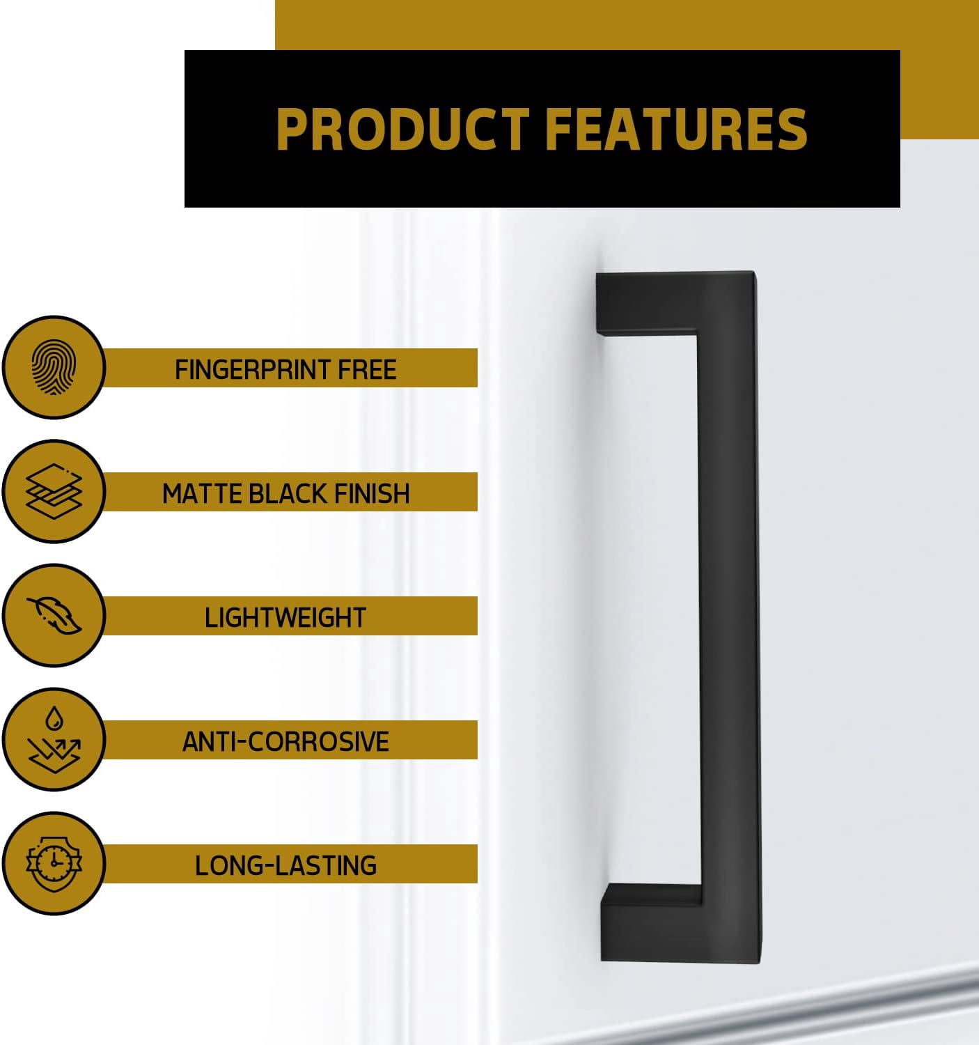 Mega Handles / Cabinet Pulls 6.75 Inch / Stainless Steel Cabinet Handle Pulls / Matte Black / 12 pack