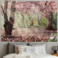 thumbnail image 2 of BCIIG  Pink Floral Tree Tapestry for Bedroom Romantic Fallen Flowers in Forest Wall Tapestry Spring Romantic Nature Scenery Wall Hanging Tapestries for Living Room College Dorm Wall Decor,, 2 of 6