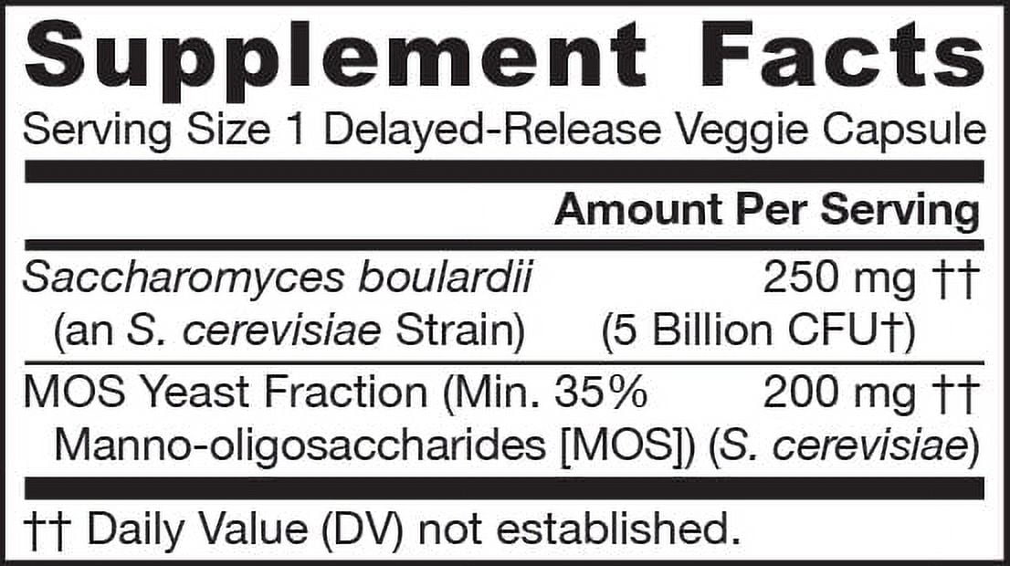 Jarrow Formulas Saccharomyces Boulardii + MOS,Enhanced Support to the Intestinal Tract*, 90 Veggie Caps