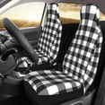 thumbnail image 3 of Fotbe Black White Plaid Pattern Automotive Seat Covers for Cars Trucks and SUVs – Car Seat Covers for Front Seats,Protective Seat Covers,Vehicle Seat Covers, Set of 2, 3 of 9