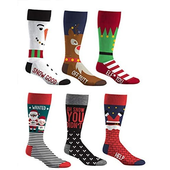 Gilbin's Mens Soft Stretchy Christmas Holiday Cool Casual Dress Socks, Assorted Designs Size 10-13 (Mens Holiday Socks 3)