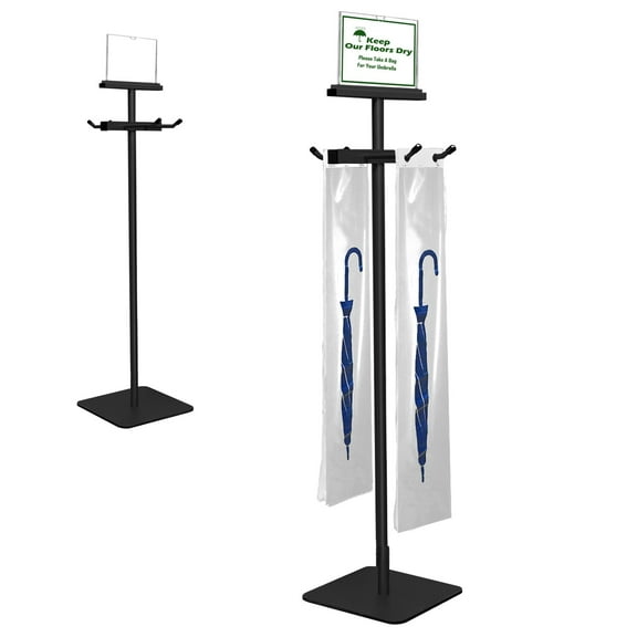 Umbrella Bag Stand, Umbrella Holder Stand with Free 200 Disposable Large Plastic Umbrella Bags, Wet Umbrella Bags Stand