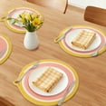 thumbnail image 2 of Farmhouse Round Placemats Set of 6 Woven Placemats for Dining Table Decor Kitchen Table Mat Wipe Clean Pink 11.8inch, 2 of 5